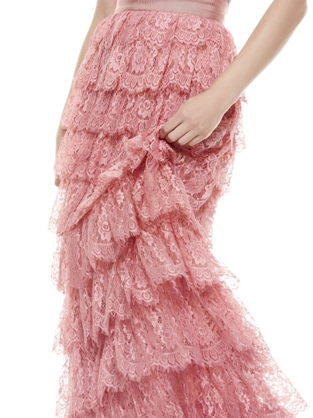Alice + Olivia Coral Lace Tiered Maxi Skirt - Picture 3 of 3